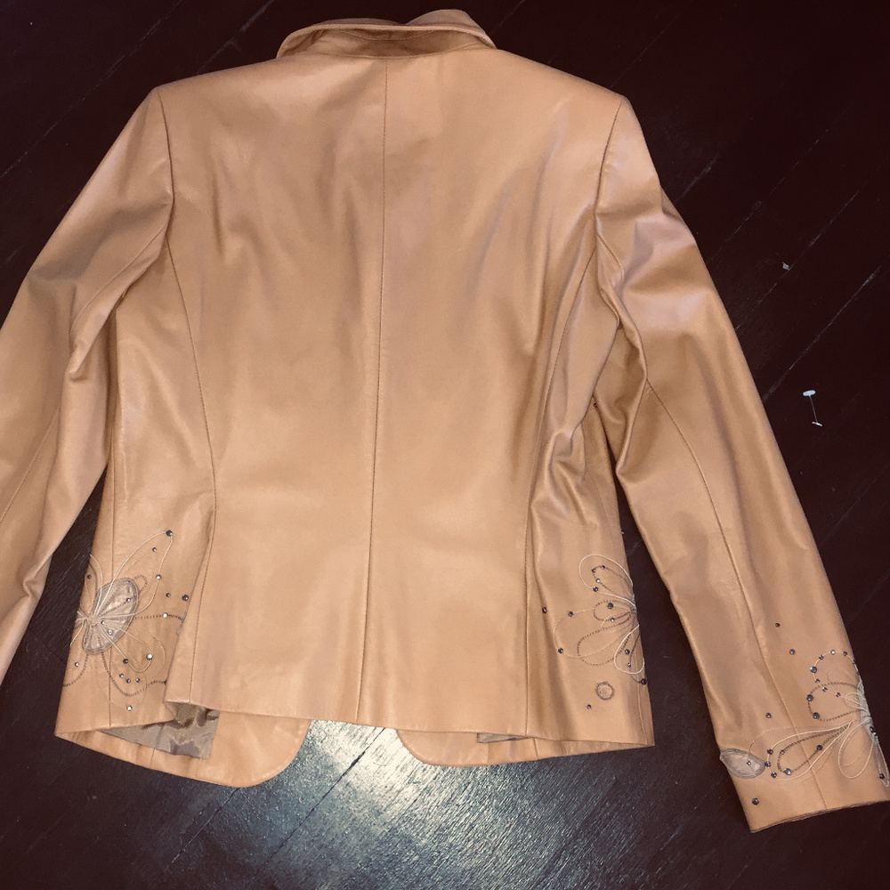 Dana Buchman New Leather Embroidered Jacket 6 NWOT - Picture 7 of 8